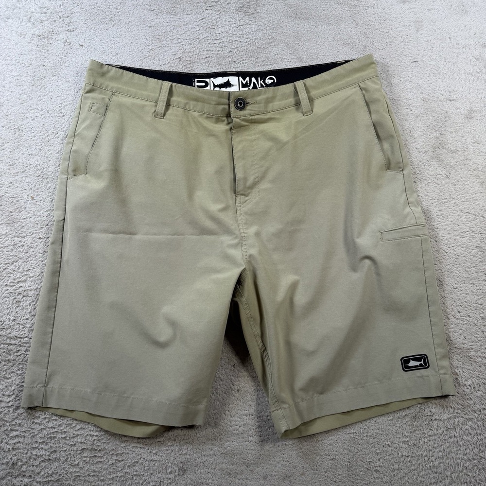 Pelagic Shorts Men 36 Khaki Tan Mako XT Hybrid Fishing Stretch Swim Outdoor
